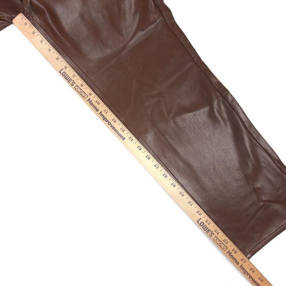 NEW Chicos Straight Faux Leather High Rise Ankle Pants 8 Chocolate Brown Minimal - Picture 4 of 8